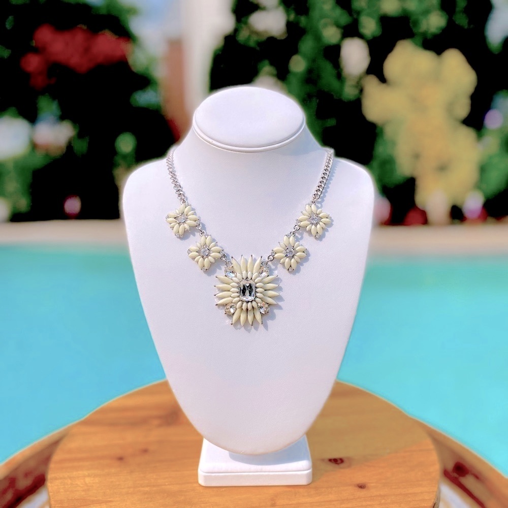 Crystal and White Resin Stone Necklace